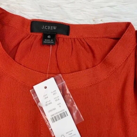 NWT J. Crew New Drapey Puff-Sleeve Jumpsuit Holiday Red Sz 6 **Shipping On US!** - Picture 5 of 11